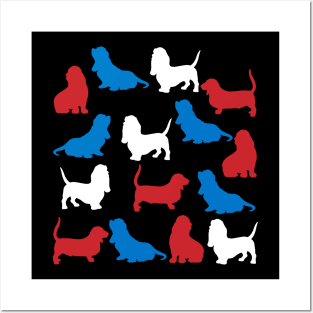 Patriotic Basset Hound Dog America Flag 4Th Of July Posters and Art